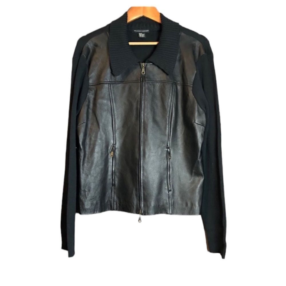 ‎Maurice sasson leather zip up coat